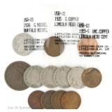 1838 - 1955 US Copper & Nickel Coins (13)