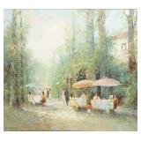 Willi Bauer 'Cafe' Large Oil Painting