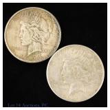 1924s & 1928s US Silver Peace Dollars, 2