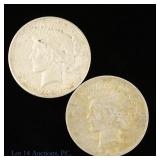 1927 & 1927d US Silver Peace Dollars, 2