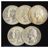 1942 - 1955 US Silver Washington 25c, 5