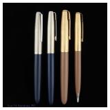 Mid Century Parker 51 Fountain Pens (3) & Pencil