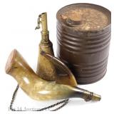 Animal Horn Powder Horns & Powder Tin