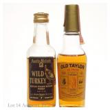 60s/70s Old Taylor & Wild Turkey Mini Bottles (2)