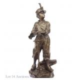 J. Garnier Bronze Sculpture Artillery Youth, Sword