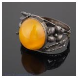 Sterling Silver & Butterscotch Amber Cuff Bracelet