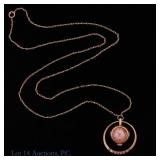 14k Rose Gold Soviet Made Watch Pendant Necklace