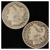 1896o & 1899o US Silver Morgan Dollars, 2