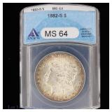 1882-S US Silver Morgan Dollar (ANACS MS 64)