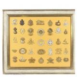 British Military Cap Badges (35, Framed)