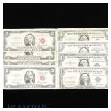 1935-'63 US $1 Silv Certs & $2 LT Notes, 8