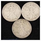1935d, 1938 & 1939d US Silver W/L 50c (3)