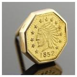 Novelty California Fractional Gold Token Stick Pin