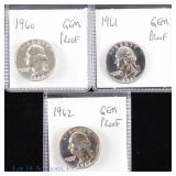 1960 - 1962 US Silver Washington 25c (Gem PR), 3