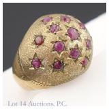14k Yellow Gold Bombe Stars Ring
