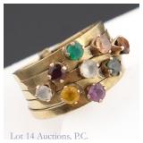 14k Yellow Gold Harem Ring w/ Gemstones