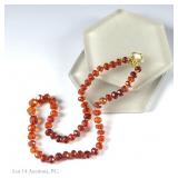 Amber And 14K Yellow Gold Necklace