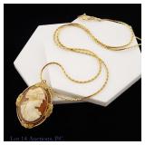 14k Yellow Gold Cameo Necklace