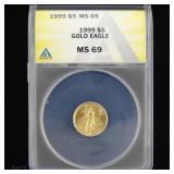1999 (P) US $5 Gold Eagle Bullion (ANACS MS69)