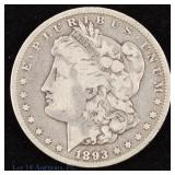 1893-CC US Silver Morgan Dollar (Key Date)