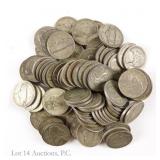 1942-1945 US 35%-Silver Jefferson WW2 Nickels, 90