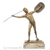 F. Thiermann Bronze Roman Soldier w/ Spear, Shield
