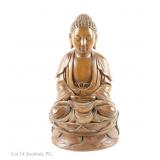 Chinese Carved Boxwood Buddha Statue