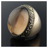 Pomellato 67 Sterling Quartz Marcasite Ring