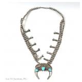 Sterling Turquoise Squash Blossom Navajo Necklace