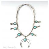 Sterling Turquoise Squash Blossom Navajo Necklace