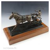Vintage Harness Horse Racing LE Bronze Sculpture