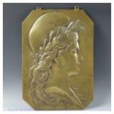 Late 19th c. French Marianne/Liberty Bronze Plaque