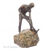 Bronze Miner With Pick Axe Sculpture