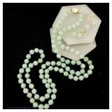 Jade & 14k Y Gold Necklace & Earrings Set