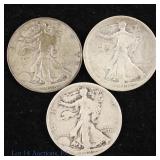 1918s, 1928s & 1929d US Silver W/L 50c (3)