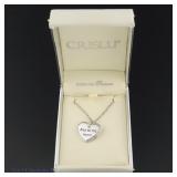 Crislu Sterling Silver Heart & Key Pendnt Necklace