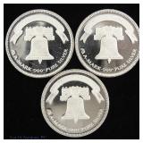 1986 US 1 Oz Liberty 99.9% Silver Proof Rounds, 3