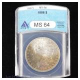 1886 US Silver Morgan Dollar (ANACS MS 64)