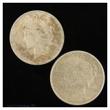1923 & 1925 US Silver Peace Dollars, 2