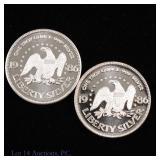 1986 US 1 Ozt. Liberty 99.9% Silver Rounds (2)