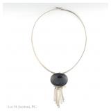 Sterling Silver & Onyx Brooch/Pendant & Choker