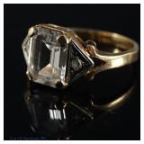 10k Yellow Gold Ring With Quartz and Diamonds