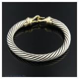 David Yurman Sterling 14k YG Buckle Cable Bracelet