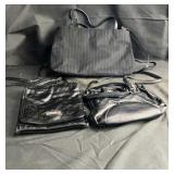 Collection of three black handbags including a