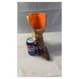 Vintage ceramic Victorian boot vase featuring