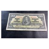 Vintage Bank of Canada twenty-dollar note dated