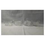 Cut Glass Creamer, Sugar Bowl & Lidded DishSet