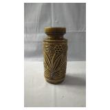 Vintage Brown Glazed Floral Relief VaseVintage