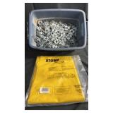 Vintage hardware clips with plastic storage tote,