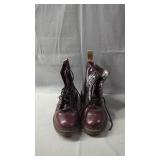 Dr. Martens 8-Eye Burgundy Leather Boots Pair